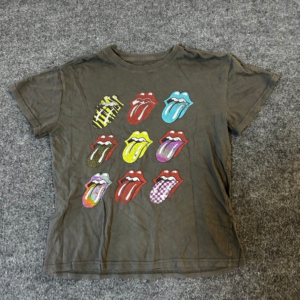 The Rolling Stones T-Shirt Womens Size M Gray Graphic Band Tee Cotton
